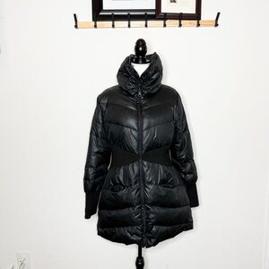 Bebe Black Puffer Coat Size M | Snatched Waist Down Jacket Chic Winter Coat